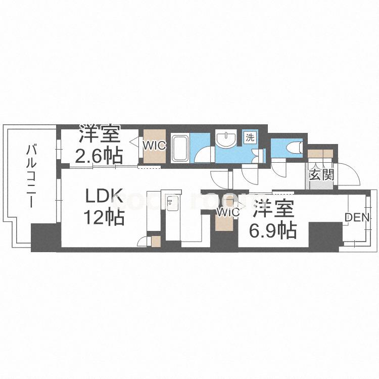 アーバネックス本町II(2LDK/12階)の間取り写真