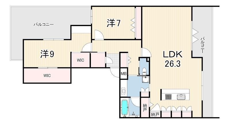 東灘区御影山手1丁目ヘーベルメゾン(2LDK/3階)の間取り写真