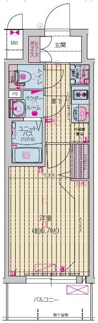 プレサンス上前津エレスタ(1K/6階)の間取り写真