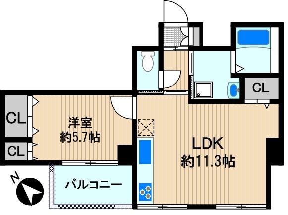 ヒラソルムラキ(1LDK/4階)の間取り写真