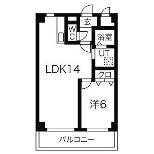 エステートほりかわ(1LDK/6階)の間取り写真