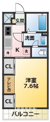 リブリ・東陽(1K/1階)の間取り写真
