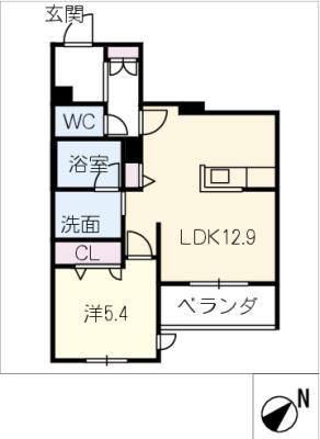シャーメゾン月見(1LDK/1階)の間取り写真
