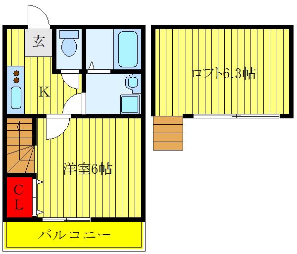 VILLETTA ノース ヴィレッタ ノース(1K/2階)の間取り写真
