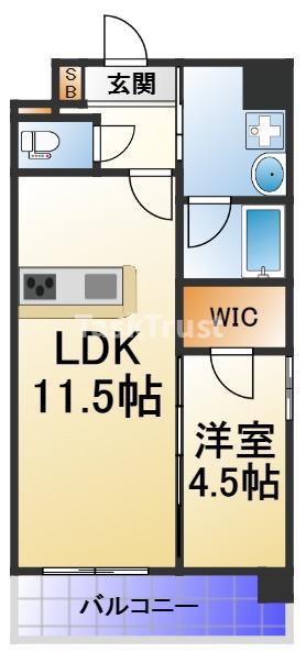 フェリーチェ城北公園(1LDK/2階)の間取り写真