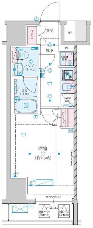 GENOVIA川崎VII(1K/14階)の間取り写真