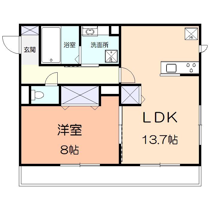 ヴァンベール(1LDK/1階)の間取り写真