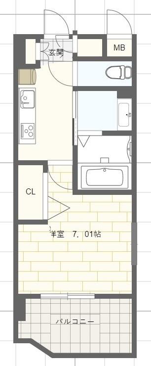 LUXE姫路(1K/6階)の間取り写真