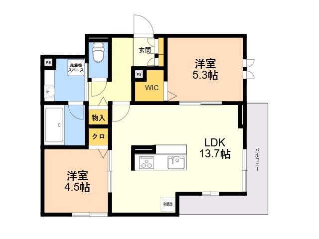D-RESIDENCE諸岡(2LDK/3階)の間取り写真