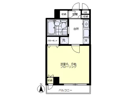 クレドール若松町(1K/5階)の間取り写真