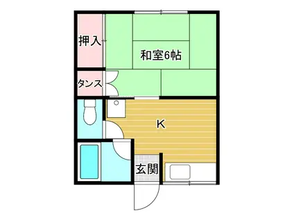 コーポメモリー(1K/2階)の間取り写真