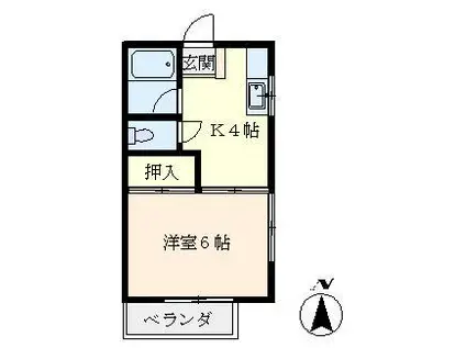 朝比奈ハイツ(1K/2階)の間取り写真