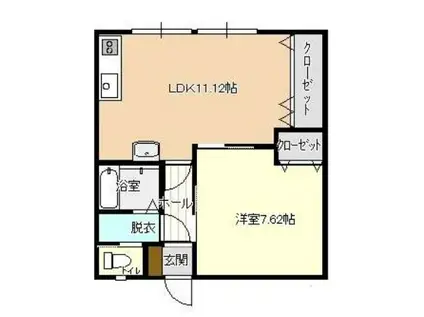 コーポ園B(1LDK/1階)の間取り写真