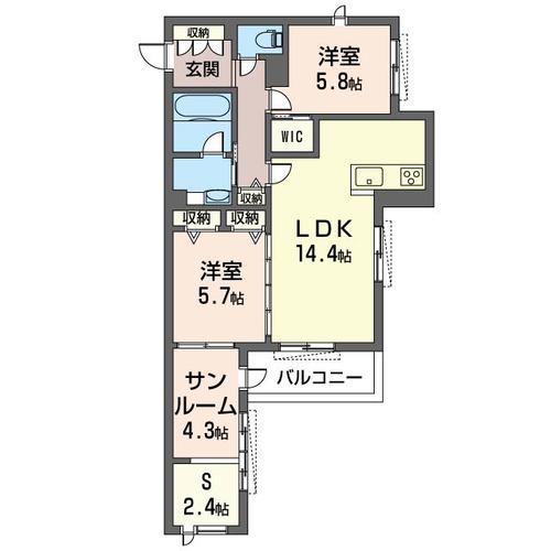 モーリエ大宮(2SLDK/2階)の間取り写真
