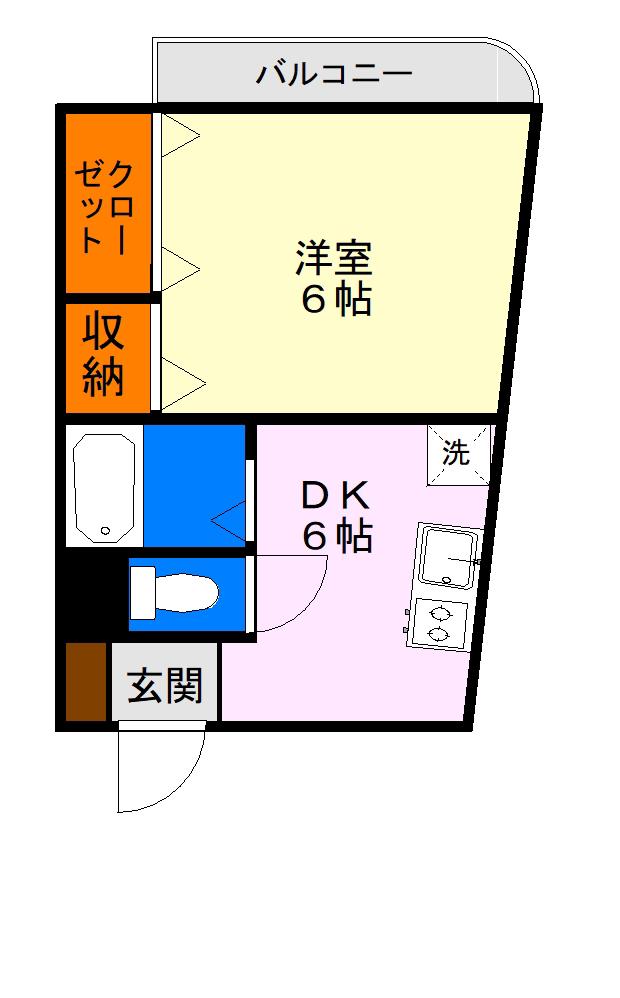 クリスティート上水前寺(1DK/3階)の間取り写真
