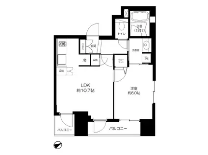 ライオンズシティ蔵前(1LDK/9階)の間取り写真