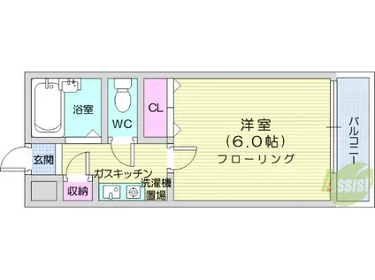 グリーンフォレストあさみ(1K/3階)の間取り写真