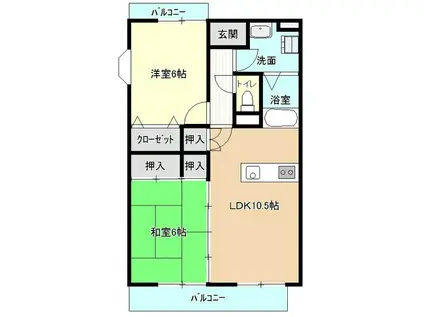 エトワール武蔵ケ丘 A棟(2LDK/3階)の間取り写真