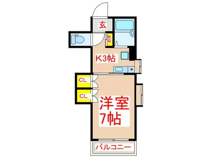 コスモスビル(1K/5階)の間取り写真