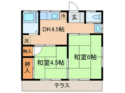 第三うるし原荘(2DK/1階)の間取り写真