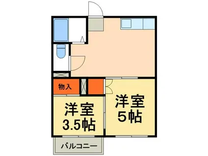 ベストハイム東中新宿(2K/2階)の間取り写真