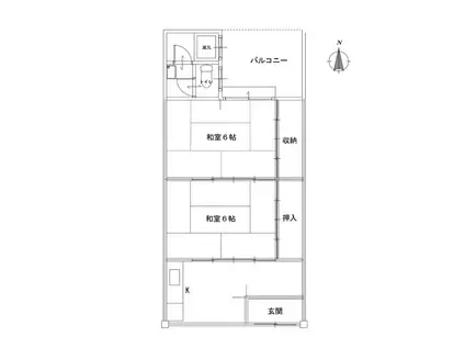 千々川マンション(2DK/2階)の間取り写真