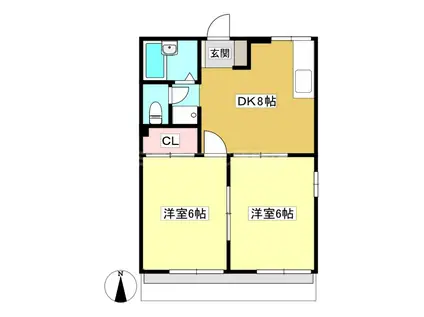 ハミングコリドールB(2DK/1階)の間取り写真