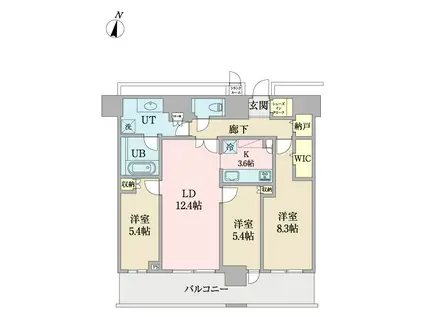 ONE札幌ステーションタワー(3LDK/15階)の間取り写真