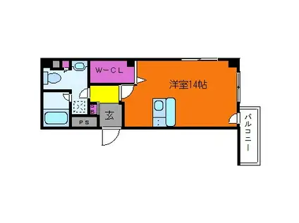 メープルコート三国(ワンルーム/6階)の間取り写真