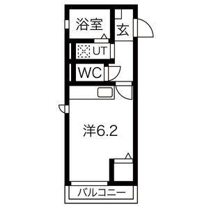 ソレイユE・II(ワンルーム/2階)の間取り写真