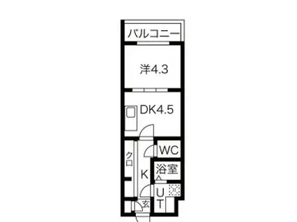 ルネサンスコート世田谷若林(1DK/4階)の間取り写真