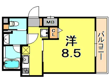 アークテラス魚崎(1K/2階)の間取り写真
