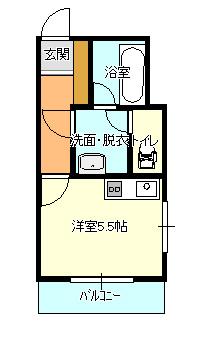 ジョイロードハマウラ(ワンルーム/3階)の間取り写真