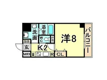 シティフラット尼崎(1K/3階)の間取り写真