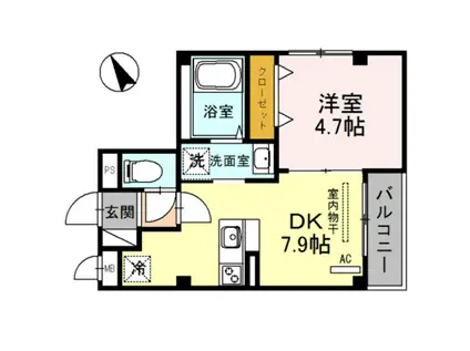 阪堺電気軌道阪堺線 宿院駅 徒歩5分 5階建 築7年(1DK/4階)の間取り写真