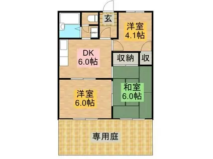 ルネパーク岸和田(3DK/1階)の間取り写真