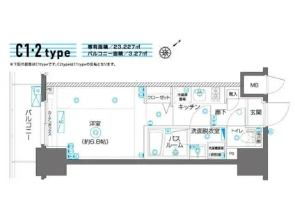 ZOOM横濱イースト(1K/2階)の間取り写真