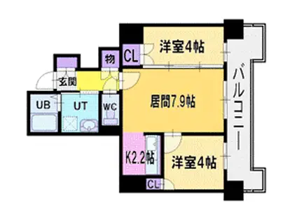 パークアクシス新札幌(2LDK/11階)の間取り写真