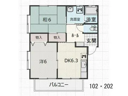 小笠原ハイツ(2DK/2階)の間取り写真