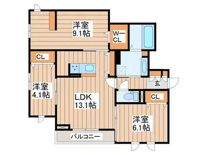 D-ROOM泉崎II(3LDK/2階)の間取り写真