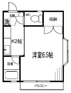 琥珀ハイツ(1K/2階)の間取り写真