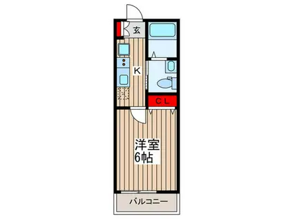 ウエストハイム久喜東II(1K/1階)の間取り写真