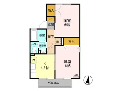 セジュールUESAWA A棟(2K/1階)の間取り写真