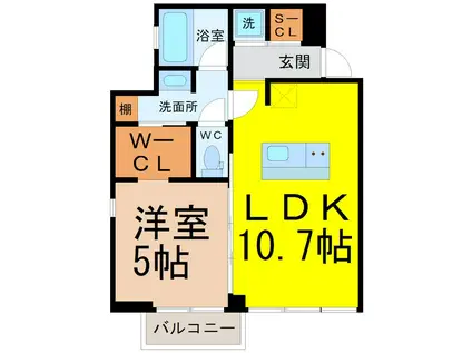 レジデンスT・L庄内通(1LDK/8階)の間取り写真