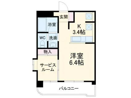 マンションパークハイム(1DK/3階)の間取り写真