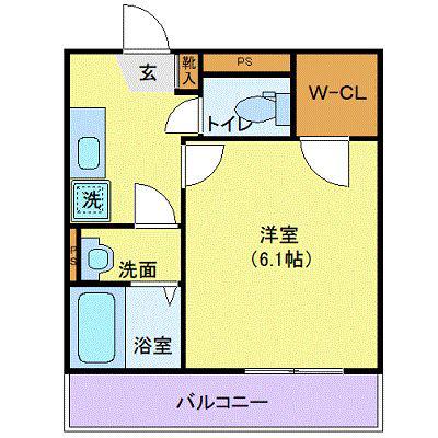 ヴィレッタ晩翠(1K/3階)の間取り写真