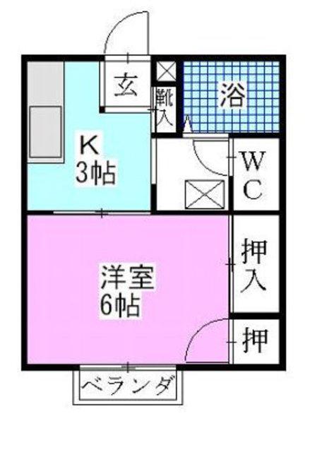 レッドロビンホシナ(1K/2階)の間取り写真