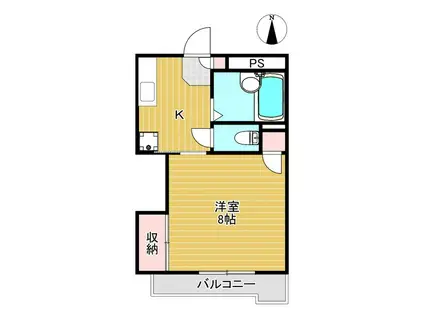 Fハイツ小原田(1K/3階)の間取り写真