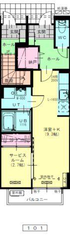 ポルトボナー(1SK/1階)の間取り写真