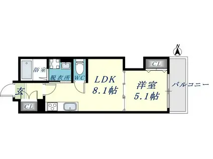 クリエオーレ菱江Ⅱ(1LDK/3階)の間取り写真